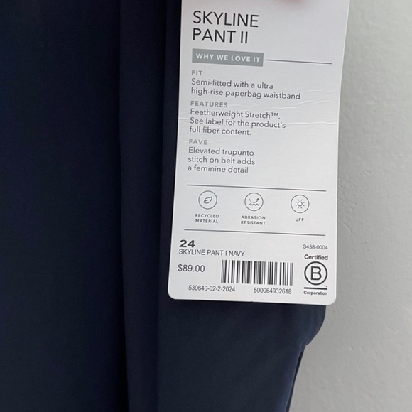 NWT Athleta Skyline Pant II. Navy Blue. Size 24 - Picture 8 of 9